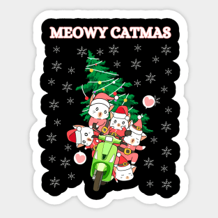 Kawaii Christmas Santa Cats Sticker